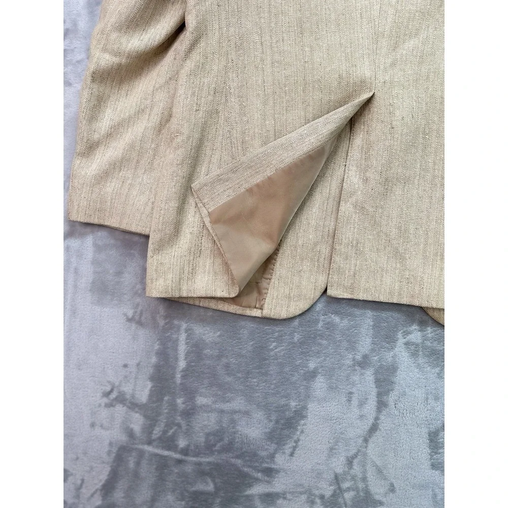 Austin Manor Blazer Men Size 40s Beige Tan Silk Tweed Sports Coat Wedding Office